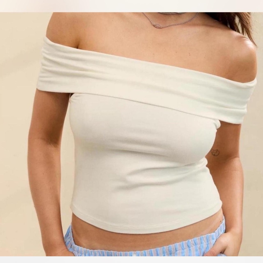 Aerie One-Shoulder Beige Top